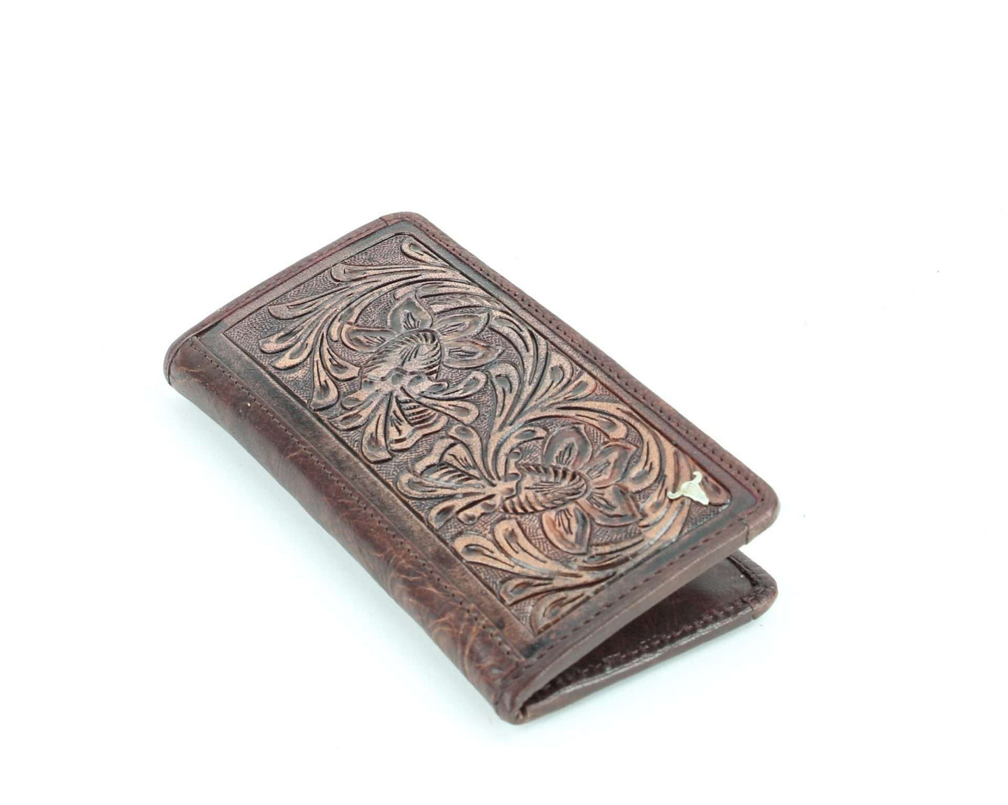 Tooled leather floral filigree Western rodeo wallet #AB W 10