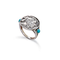 Sterling Silver Coin Turquoise Ring
