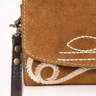 Western Clutch Crossbody Bag with White Rope Stitch Embroidery