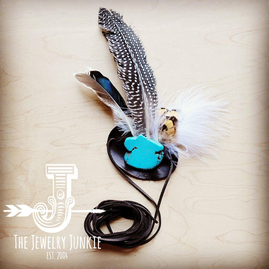 Blue Turquoise, Spotted Feather Hat Band