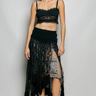 Reverse Ruffle Lace Skirt