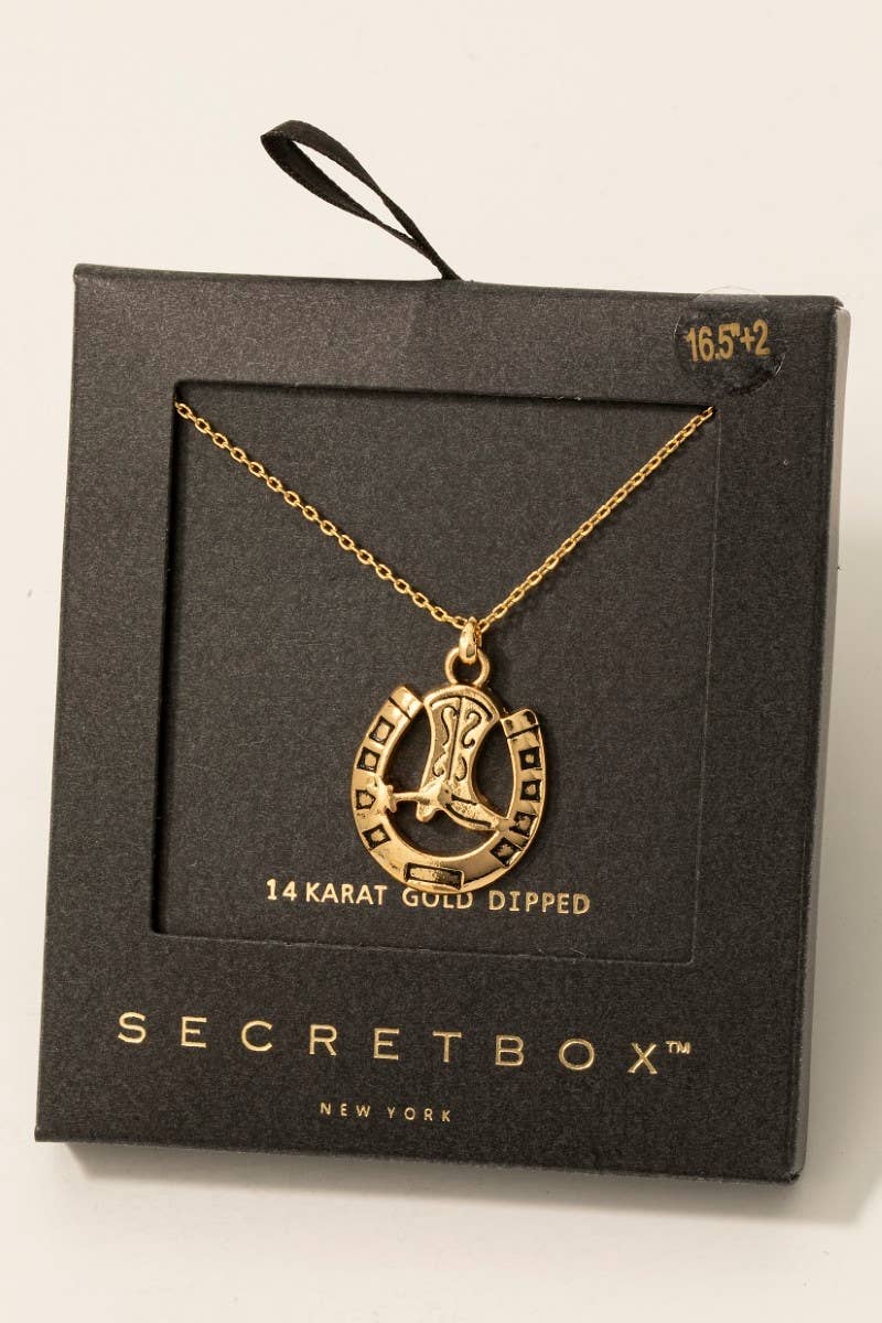 Secret Box Gold Dipped Secret Box Cowboy Boot Necklace