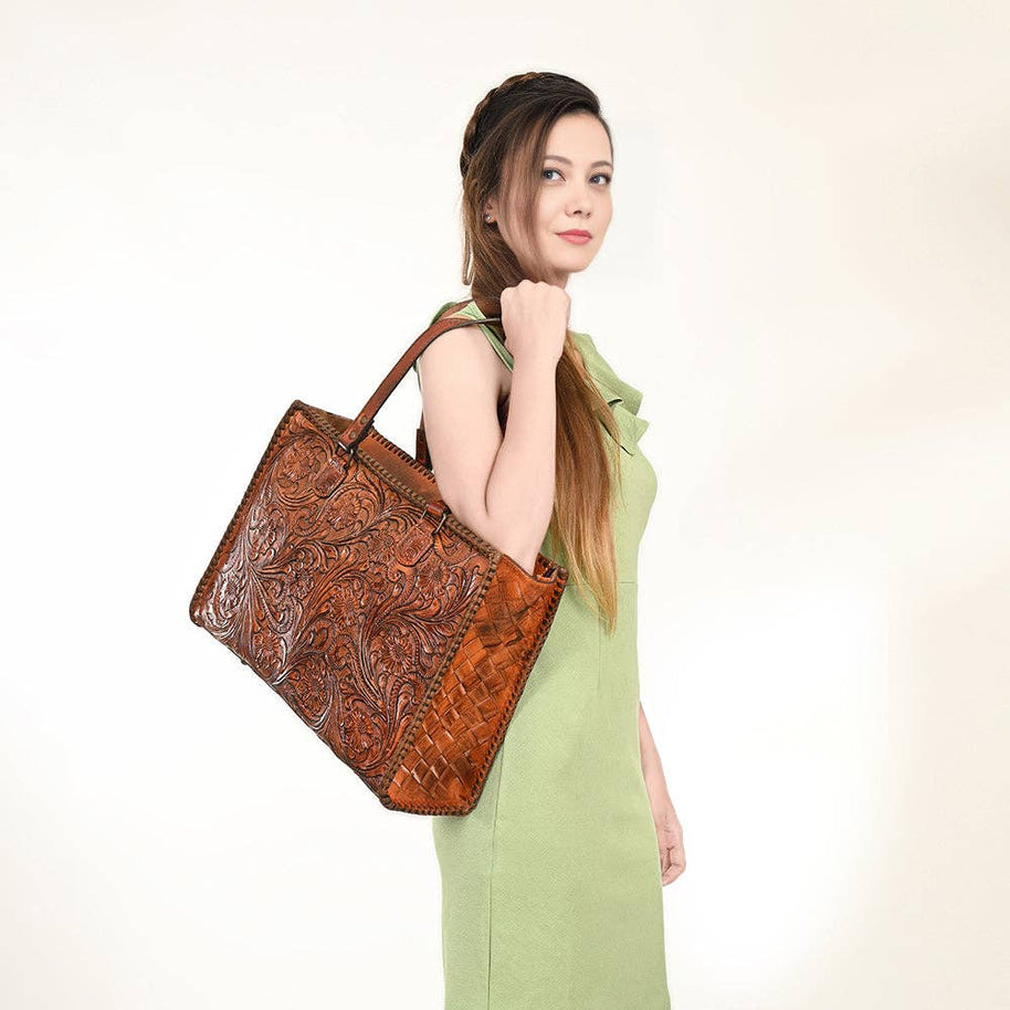 Tooled Leather Tote