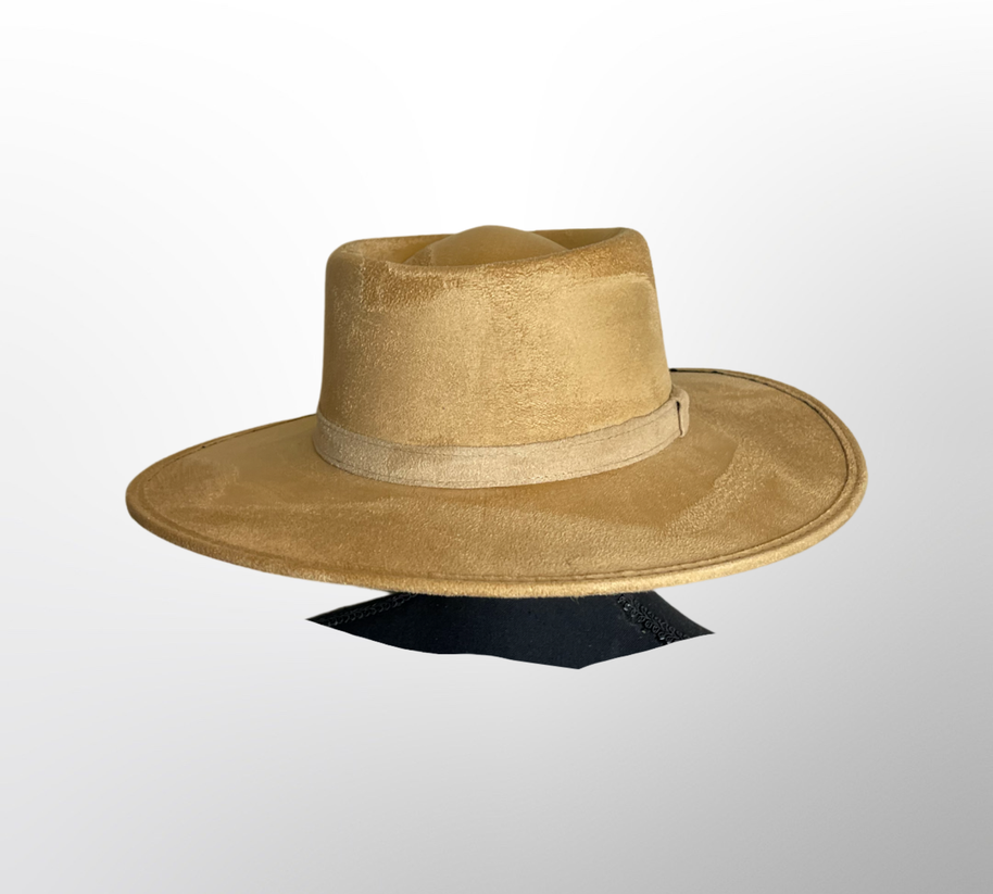 Crown Vegan Suede Flat Brim Boater Hat