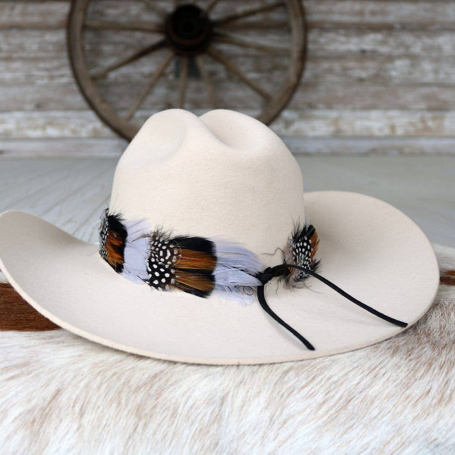 Western Feather Grey Hat Band