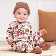 Cowboy Western Spirit Baby Boy Bamboo Zipper Romper