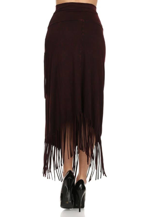 Stretch Fringe Skirt, Wine