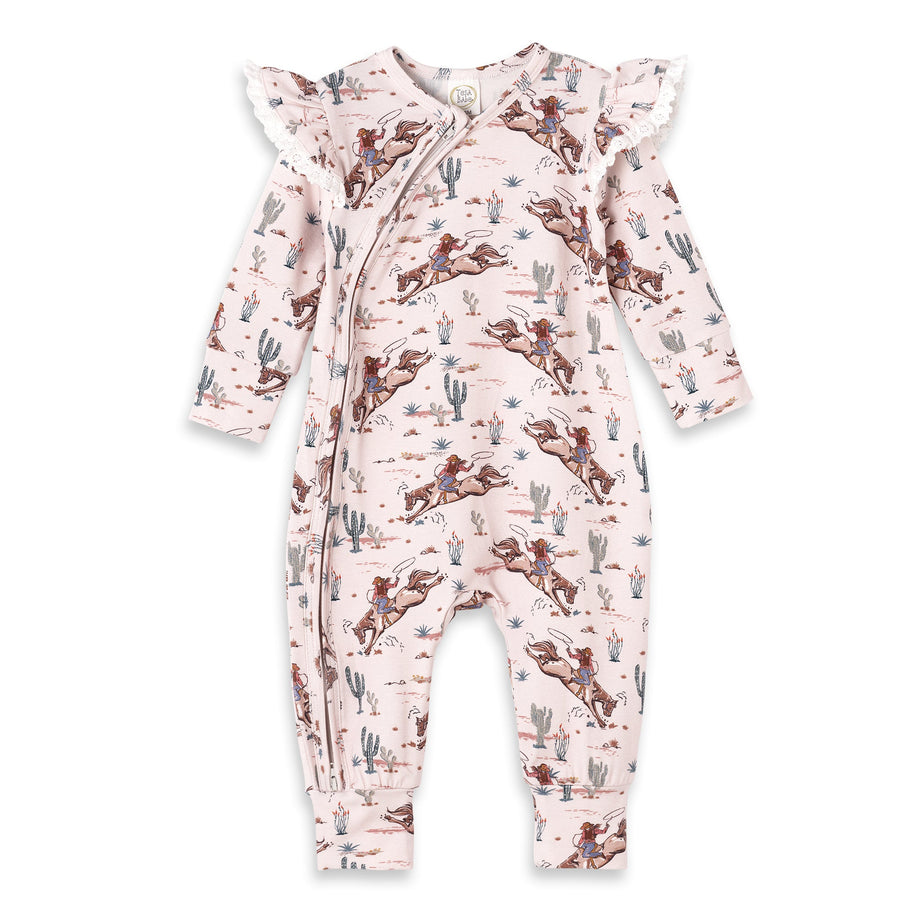 Prairie Princess Baby Girl Bamboo Western Zipper Romper