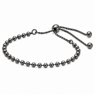 Sterling Silver Gun Metal Beaded Bolo Bracelet