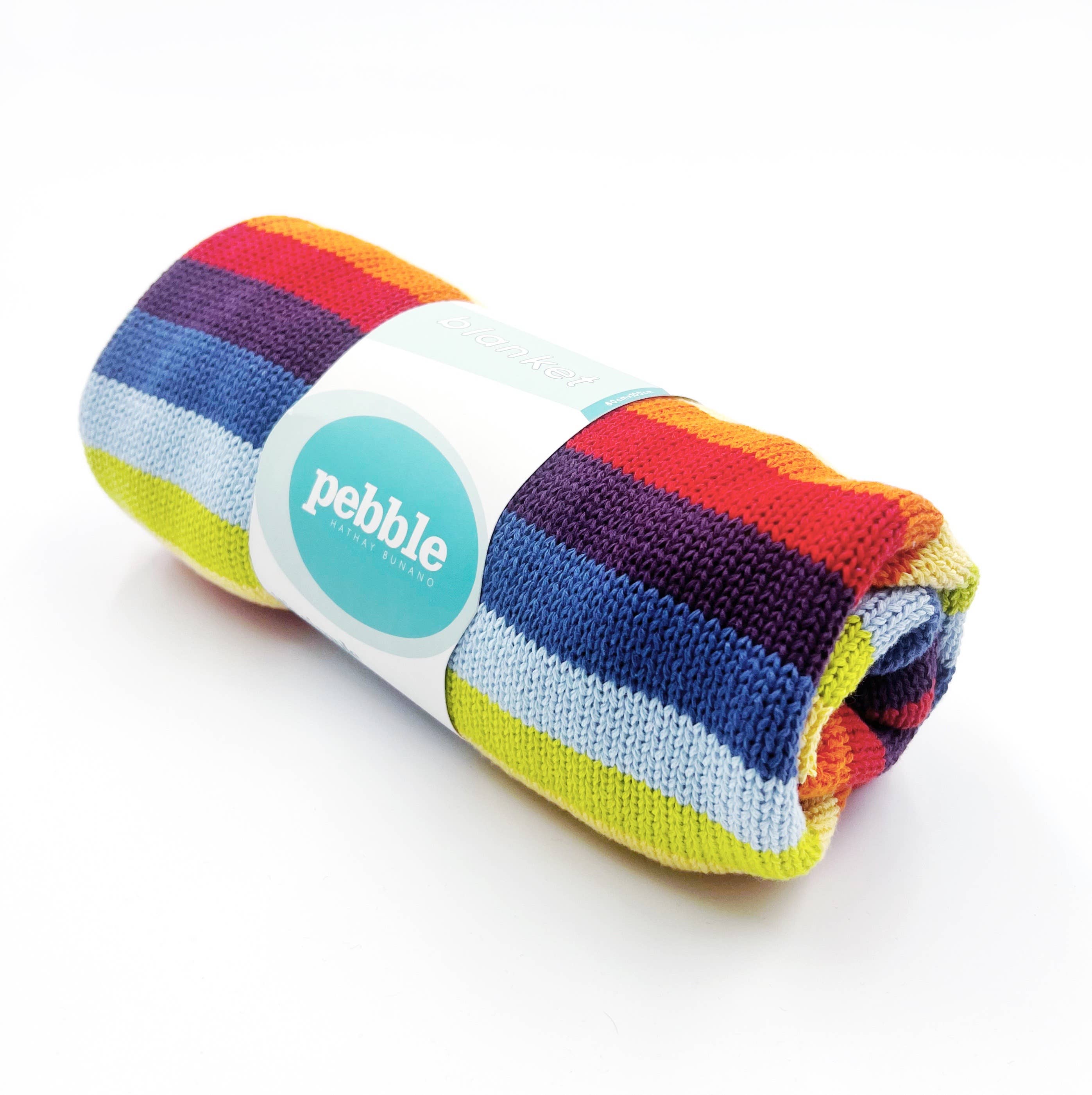 Handmade Knit Baby Blanket, Rainbow