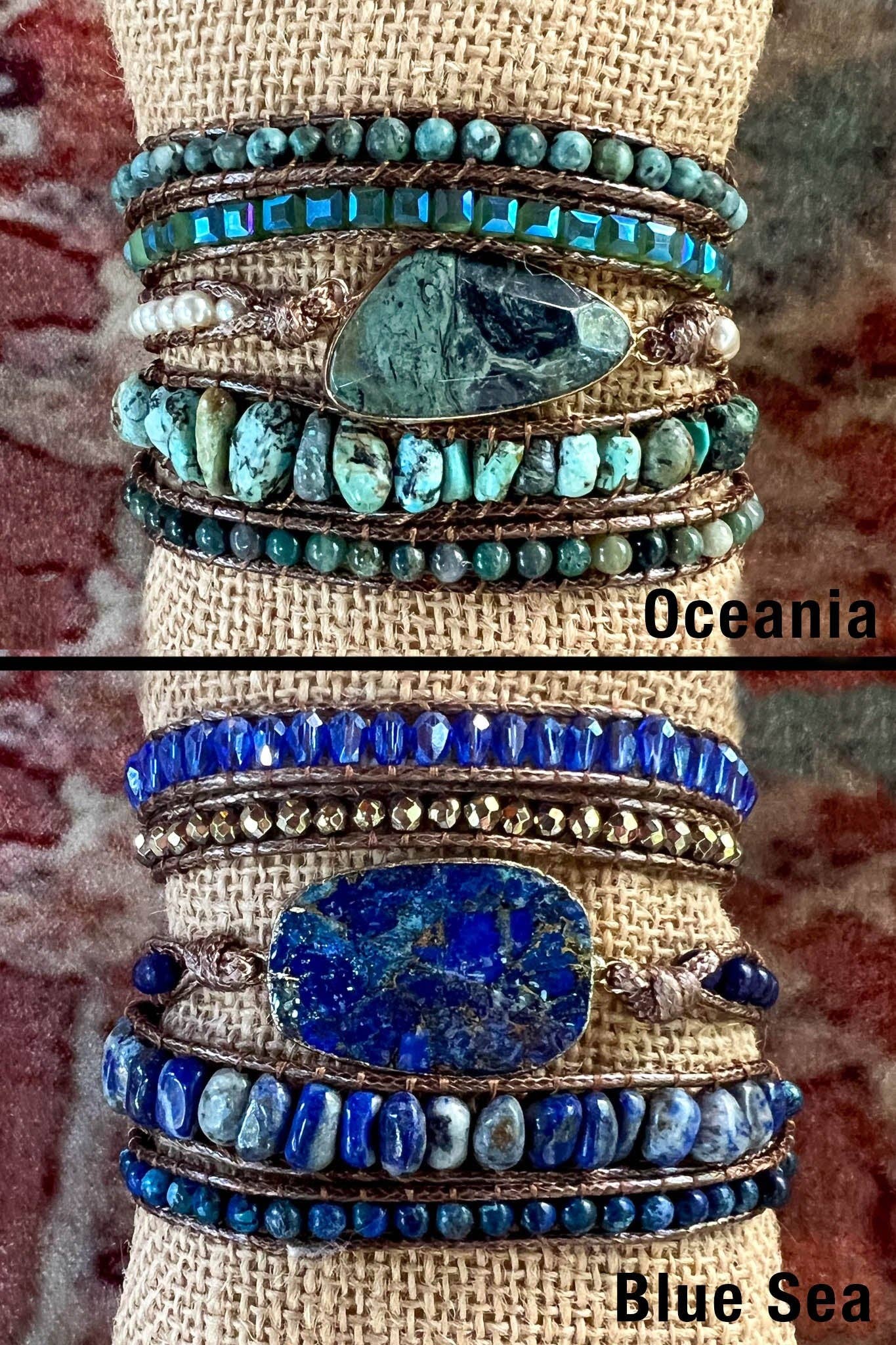 Kelly Wrap Bracelet: Jasper/Brown