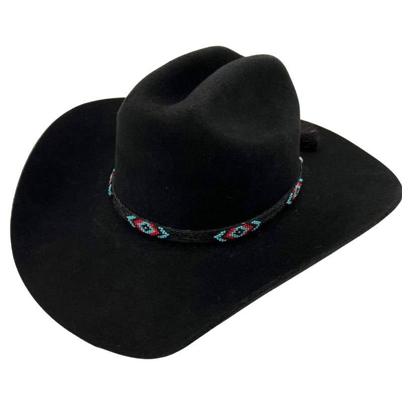 Horsehair Beaded Hat Band - Blue Roan
