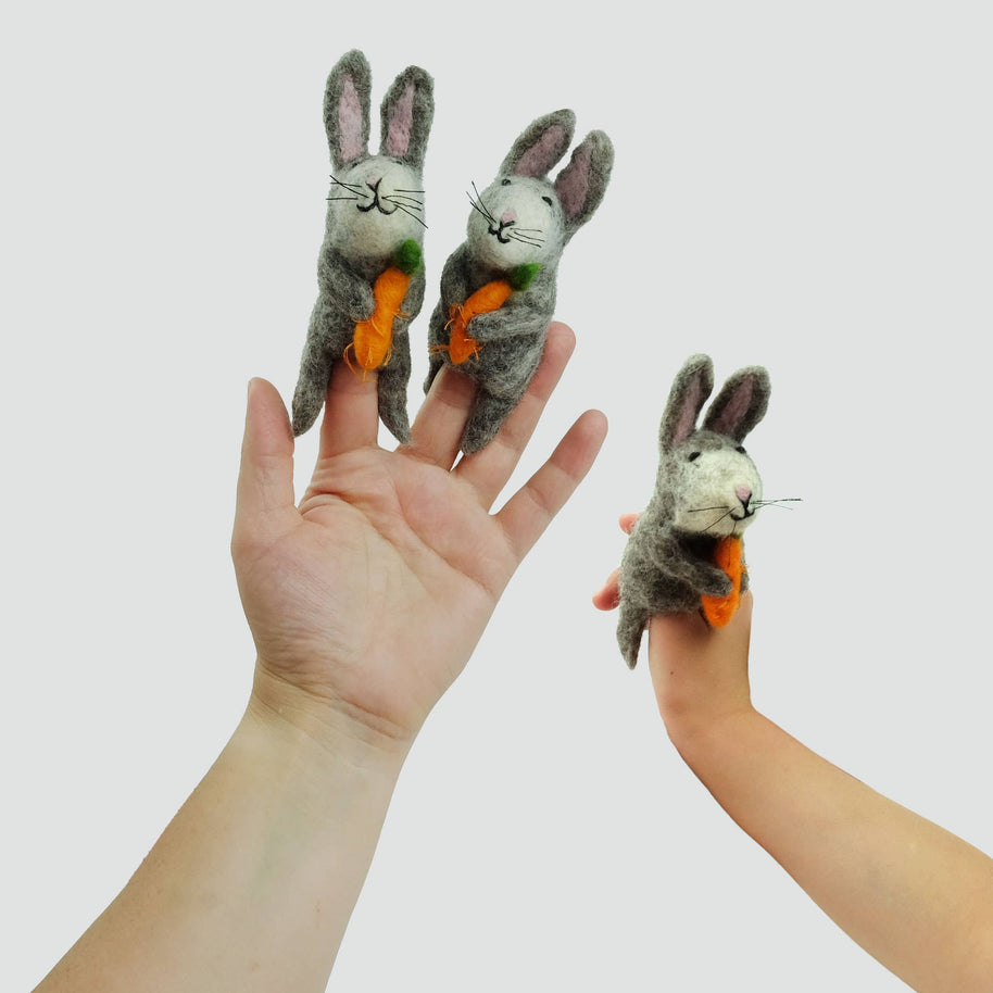 Finger Puppets - Gray Bunny