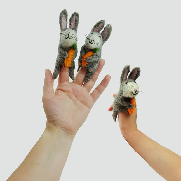 Finger Puppets - Gray Bunny