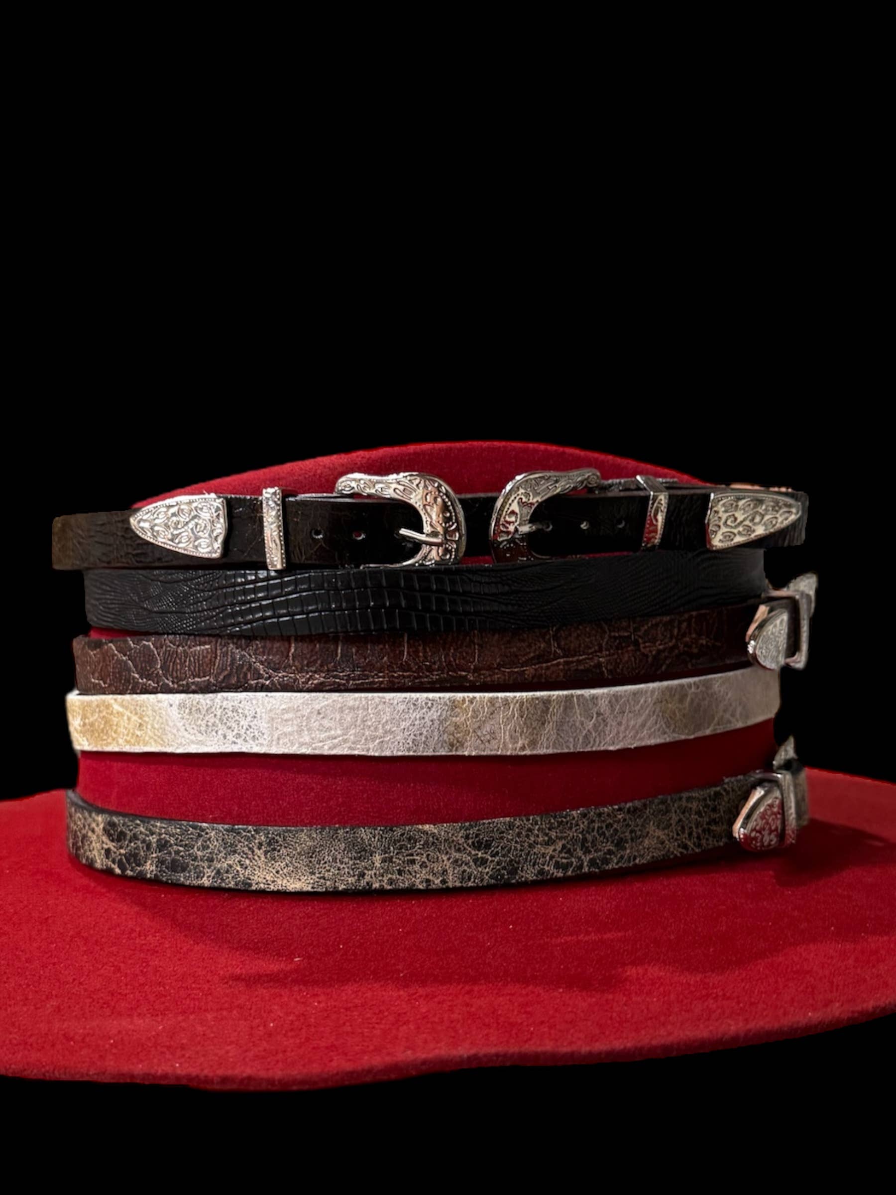Leather Buckle Belt Hat Band