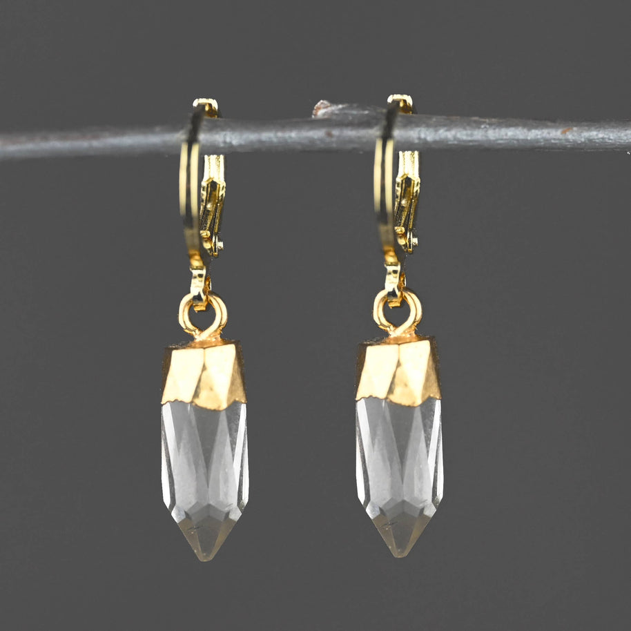 Golden Huggie w/ Crystal Drop Earrings