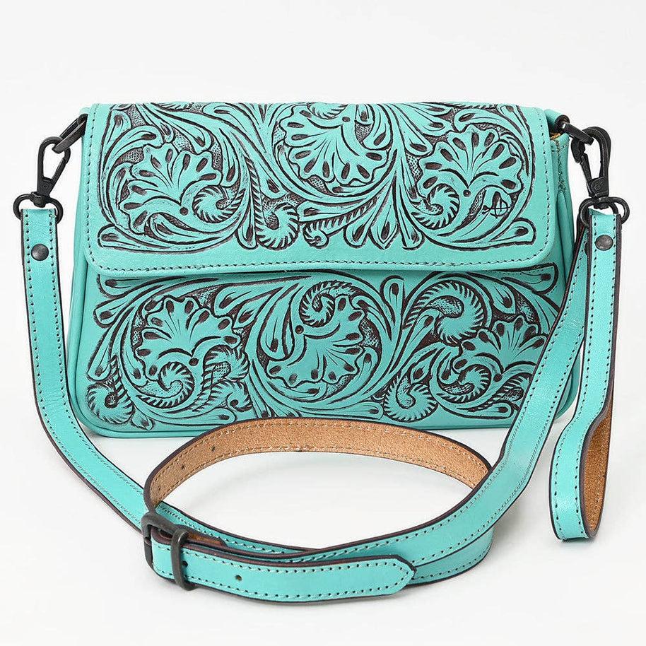 Turquoise Embossed Crossbody