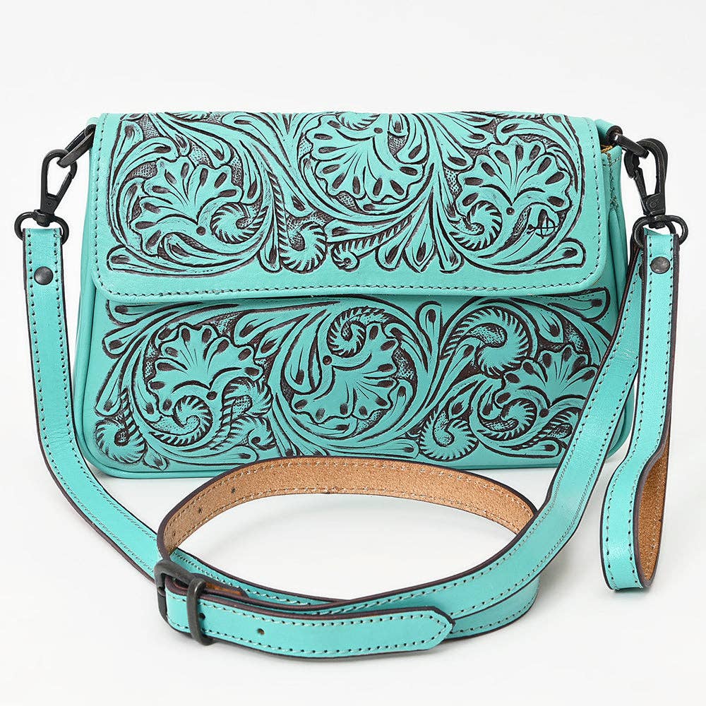 Turquoise Embossed Crossbody