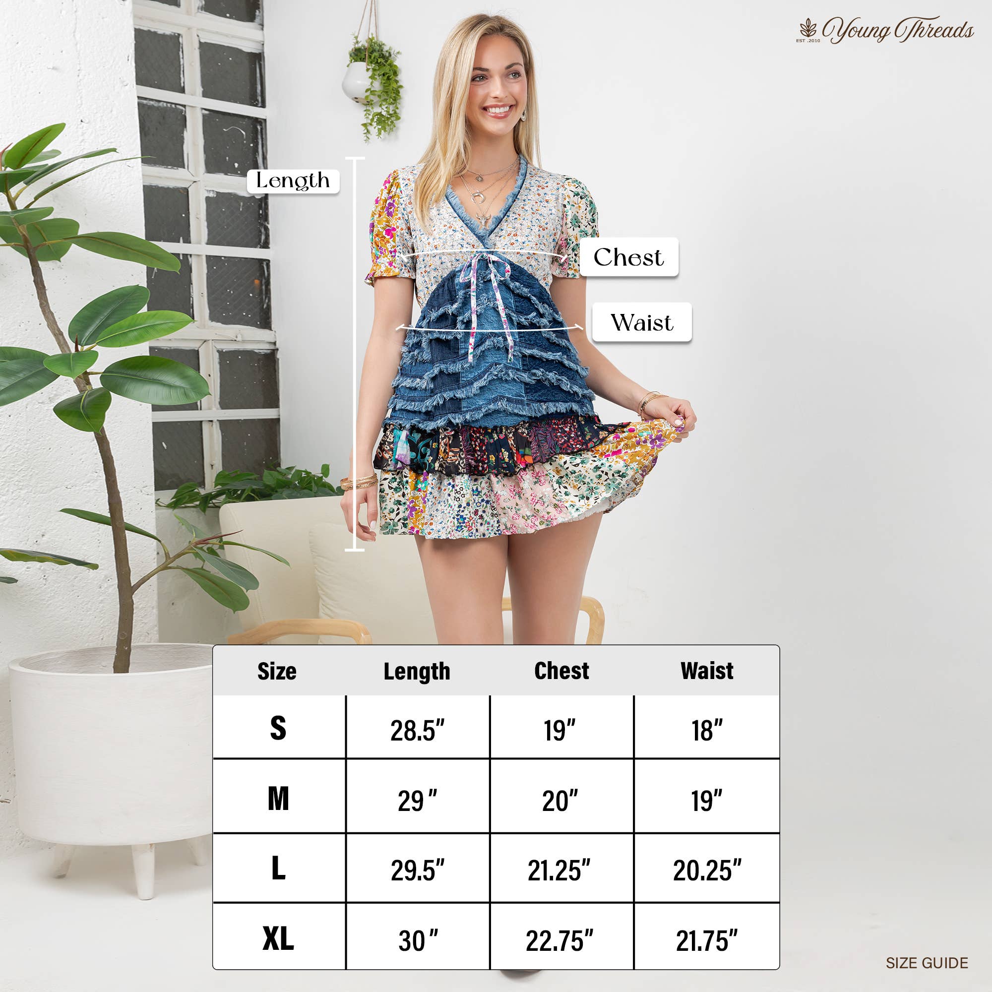Boho Patchwork Denim Top