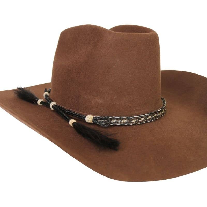 Horsehair Braided 5 Strand Double Tassel Hat Band - Stripe