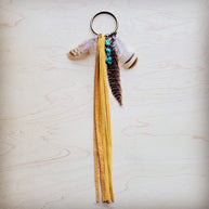 Boho Western Boot Bling Charm with Leather Fringe 500c