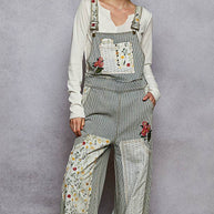 Pol Clothing Floral Patchwork Embroidery Overall