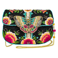 Hand-Beaded Black Butterfly Crossbody