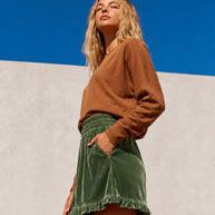 High-Waist Ruffle Velour Shorts