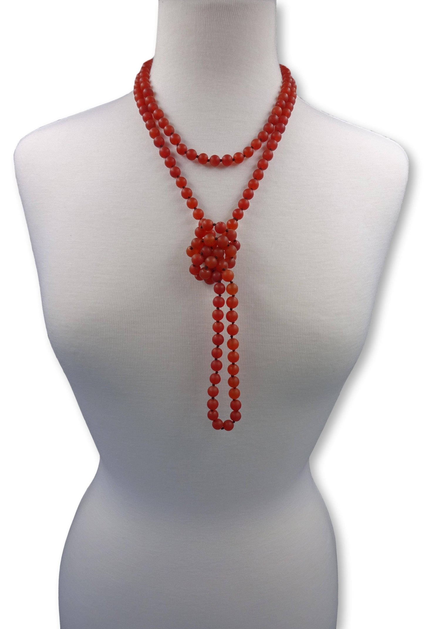 60" 8MM Matte Carnelian Infinity Necklace