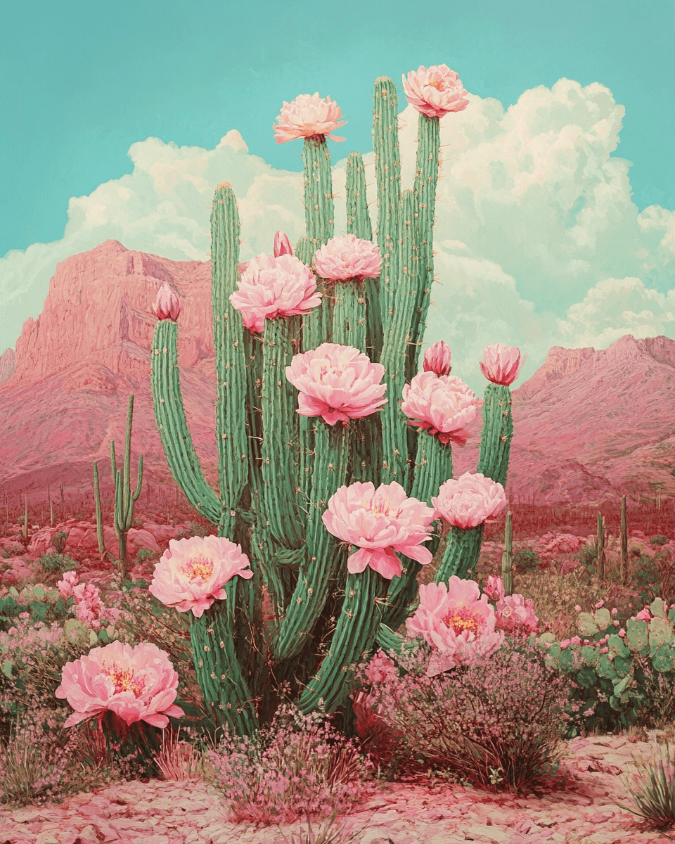 Blooming Cactus Art Print