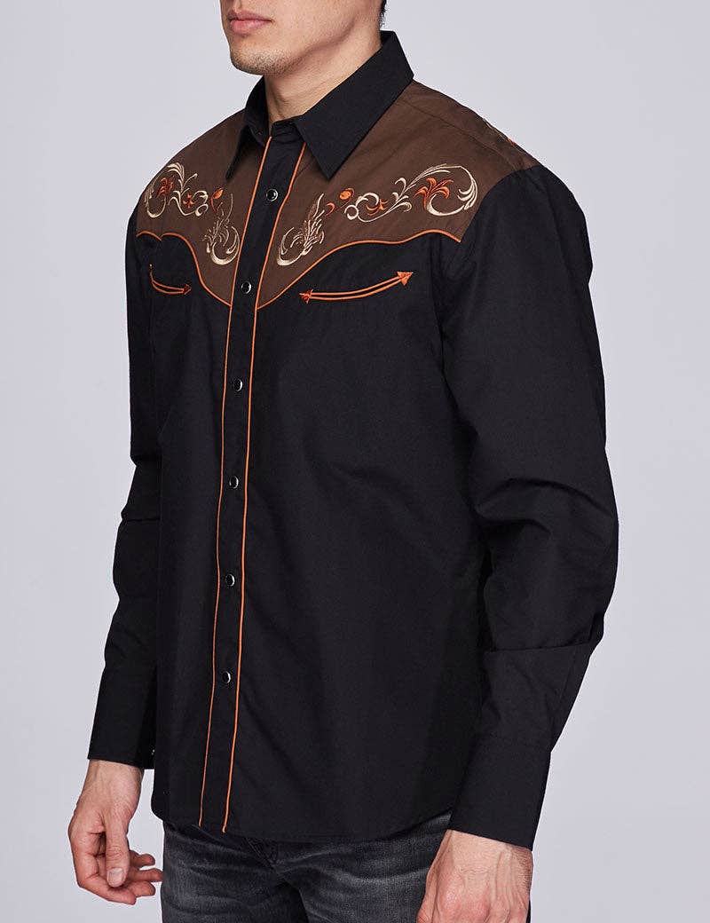 RODEO Men's Western Embroidery Cowboy Shirt