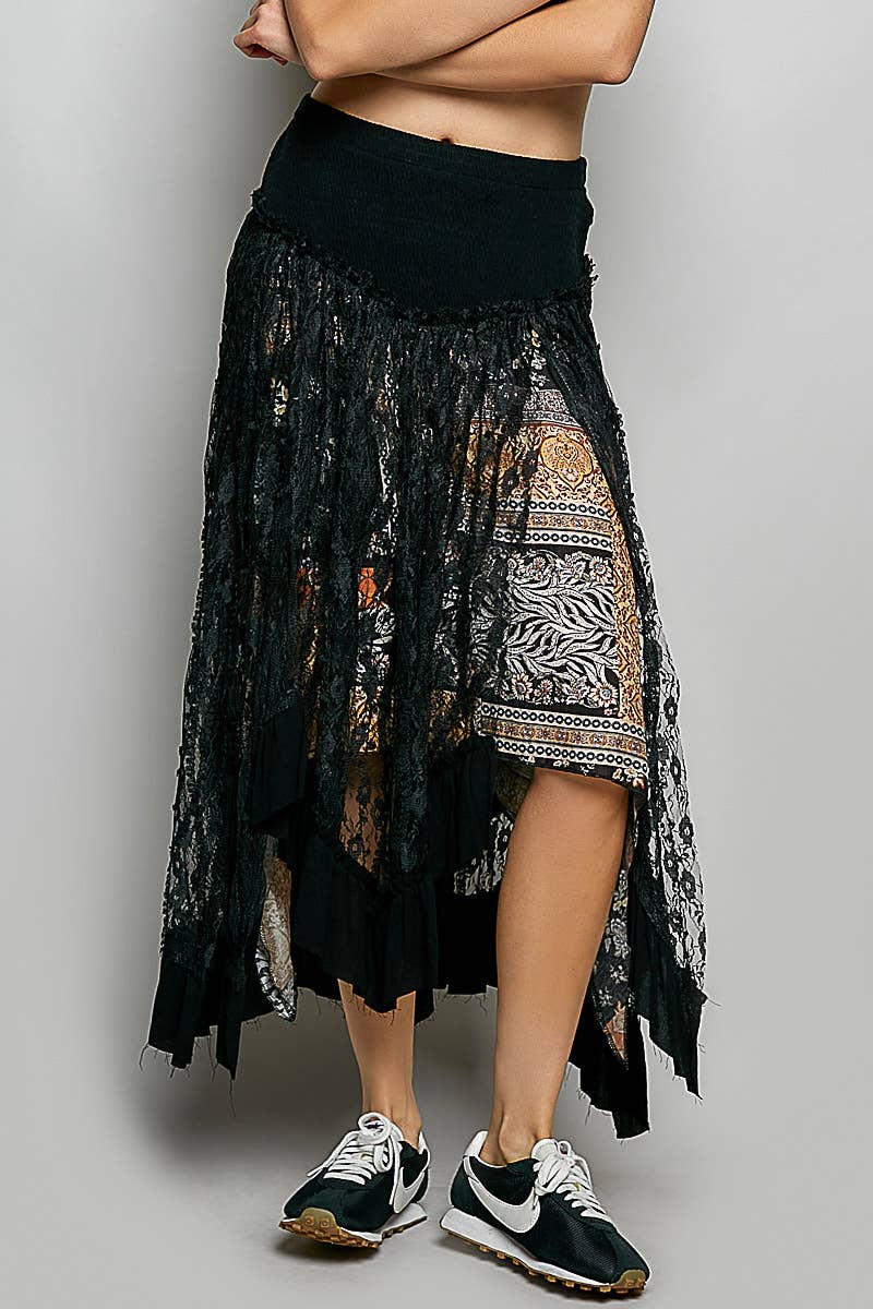 Reverse Ruffle Lace Skirt