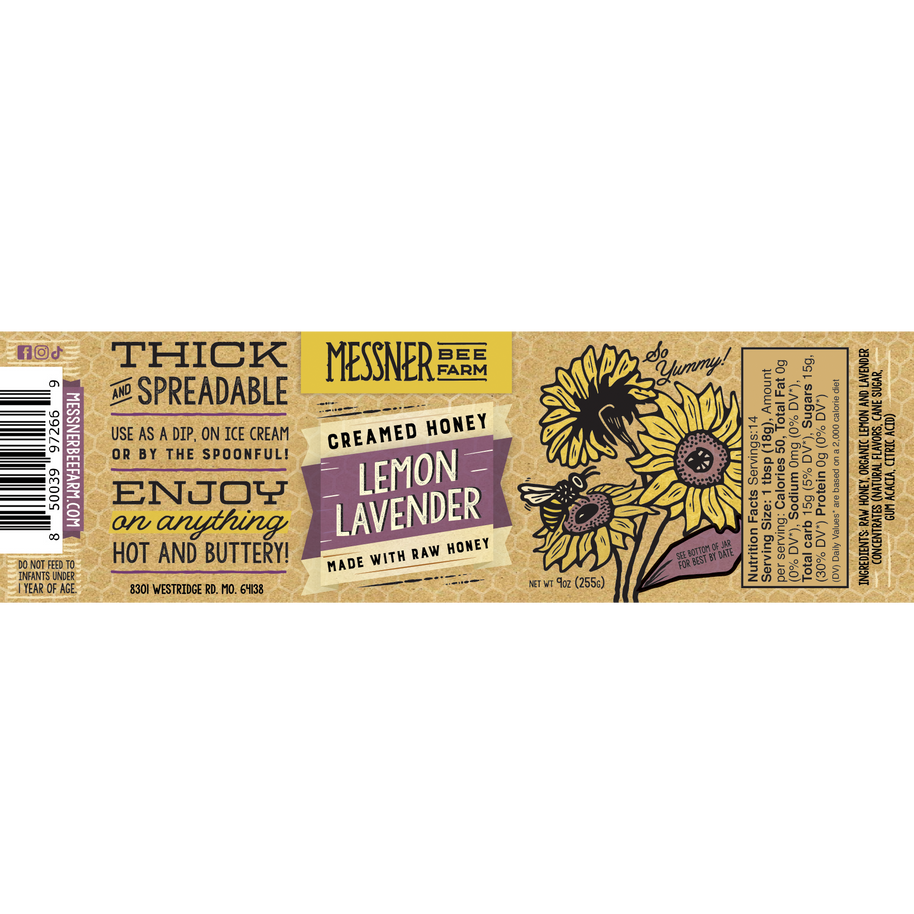 Lemon Lavender Creamed Honey, 9oz