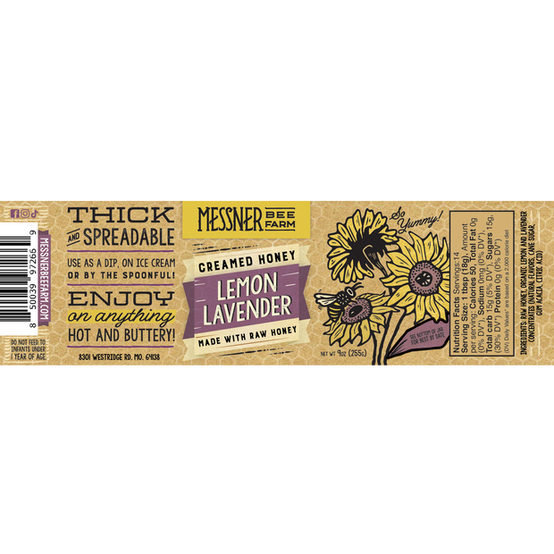 Lemon Lavender Creamed Honey, 9oz