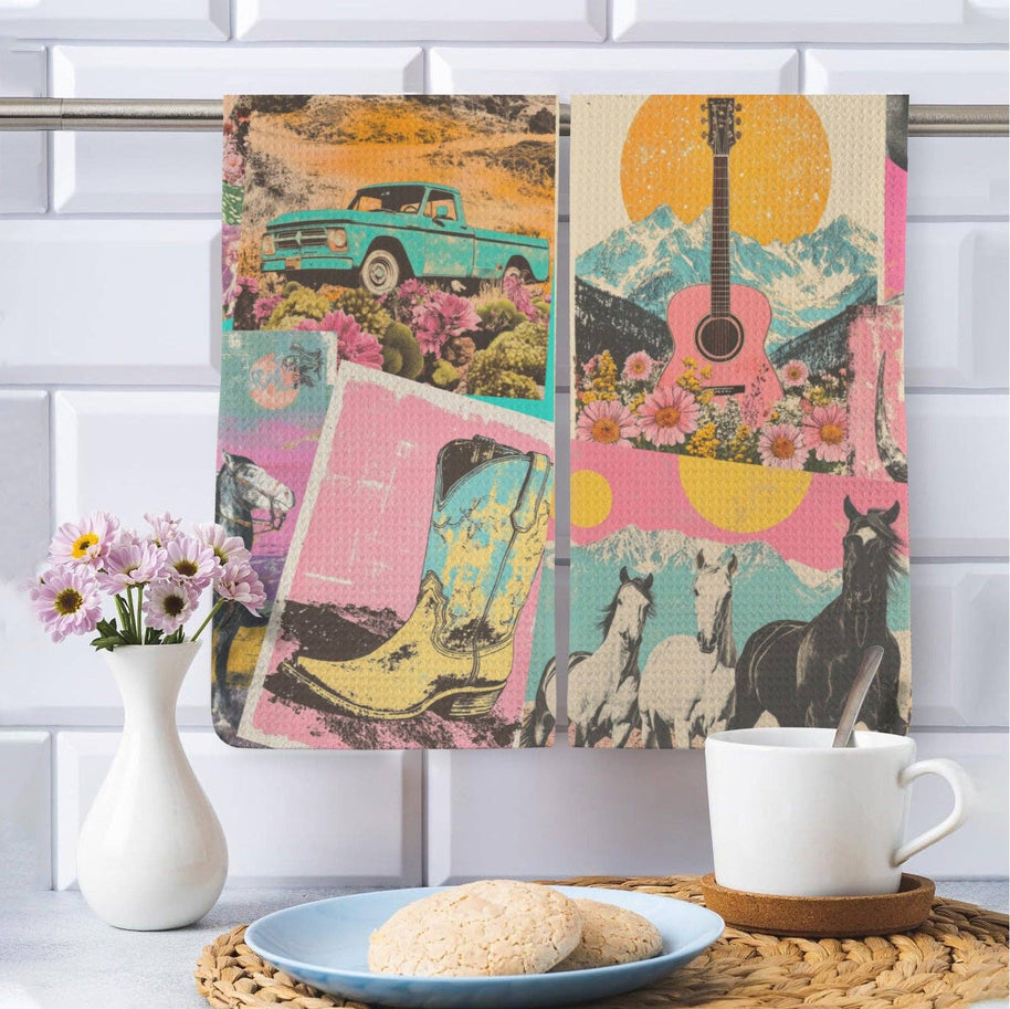 Retro Pop Western Dish Towels