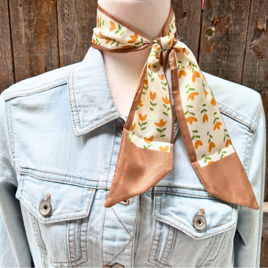 Tan and Cream Western Skinny Mini Wild Rag  / Cowgirl Necktie #TW103