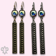 Swarovski® crystals textured rectangle bar earrings