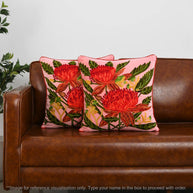 Blush Velvet Embroidered Pillow