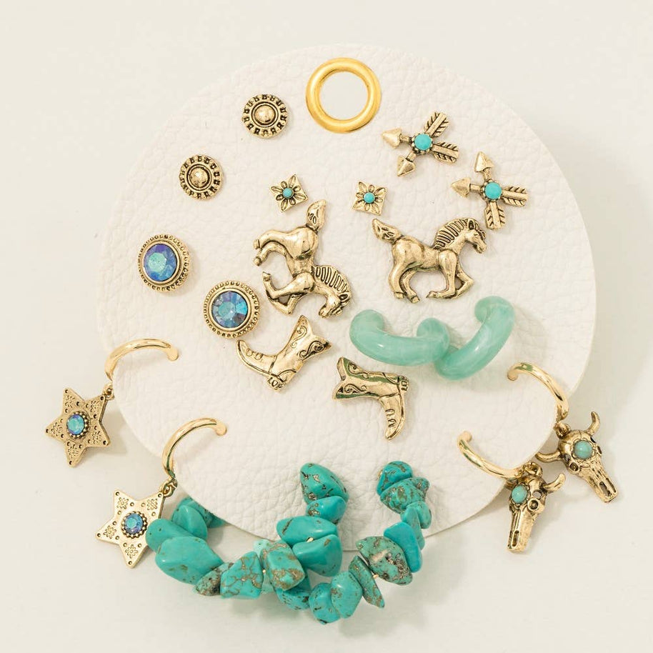 Antique Assorted Western Cowboy Earrings Set