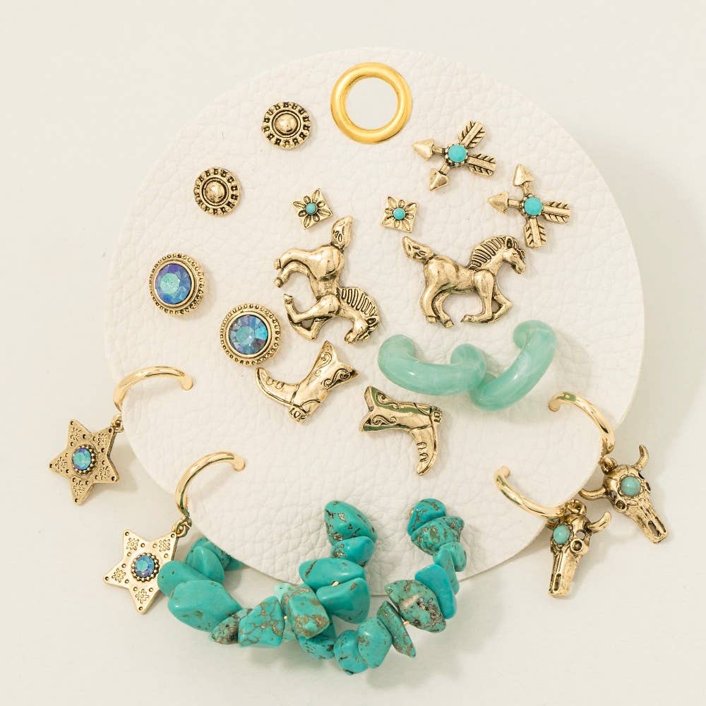Antique Assorted Western Cowboy Earrings Set