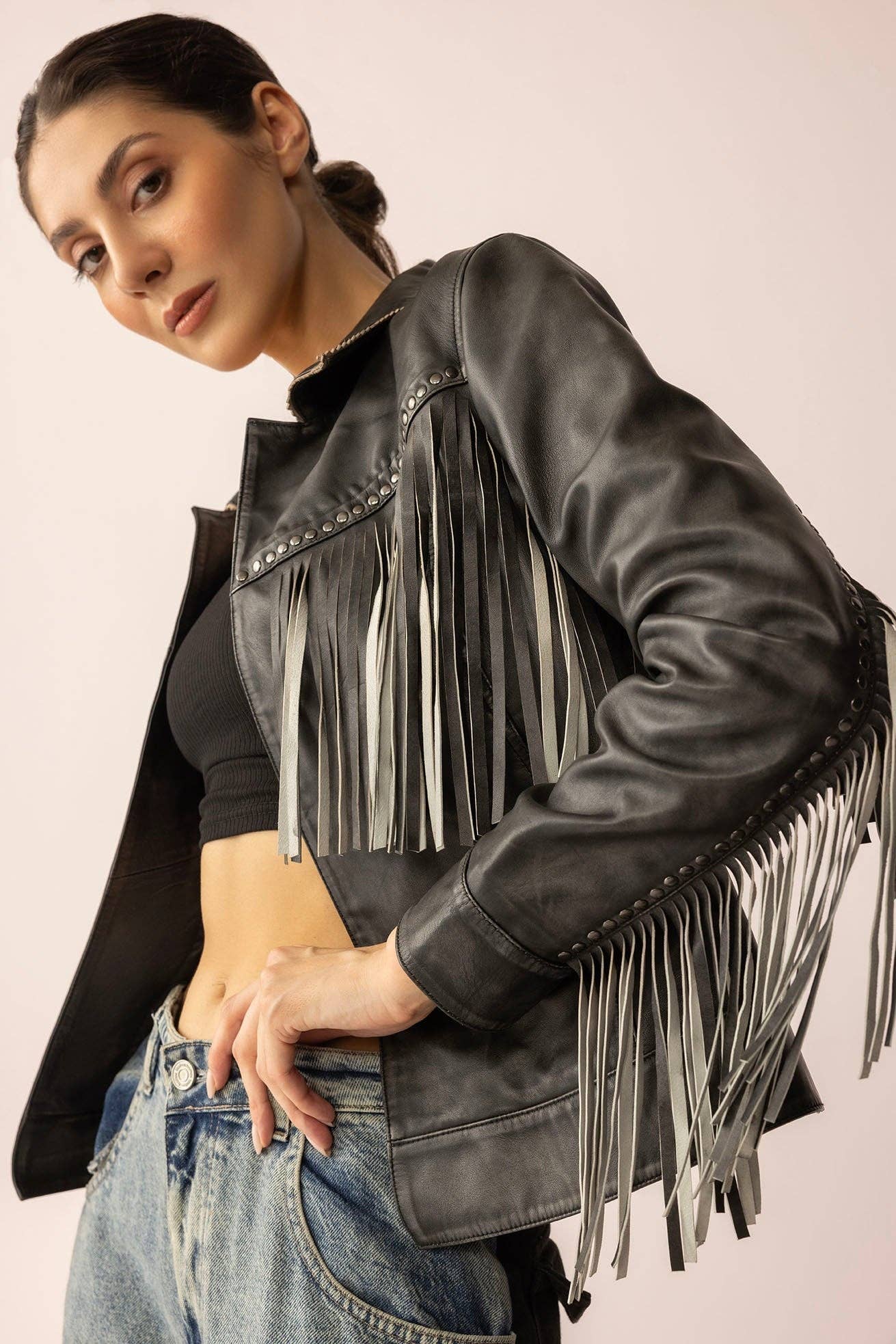 Midnight Maverick Fringe Leather Jacket