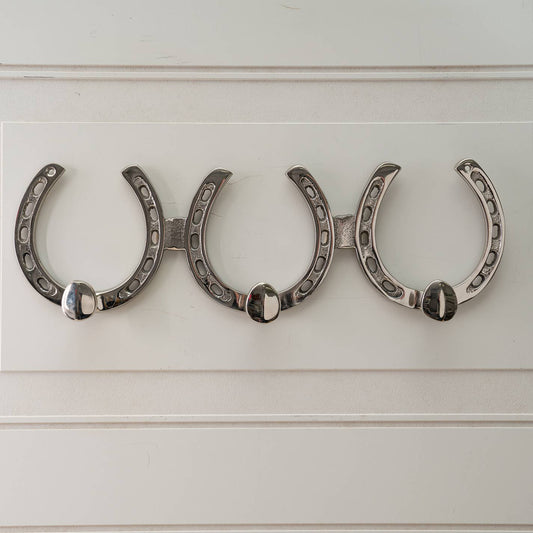 3-Hook Aluminum Horseshoe Wall Hanging