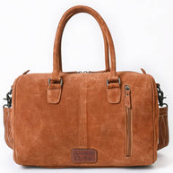 Western Suede Boot Stitch Duffel Bag, Turquoise