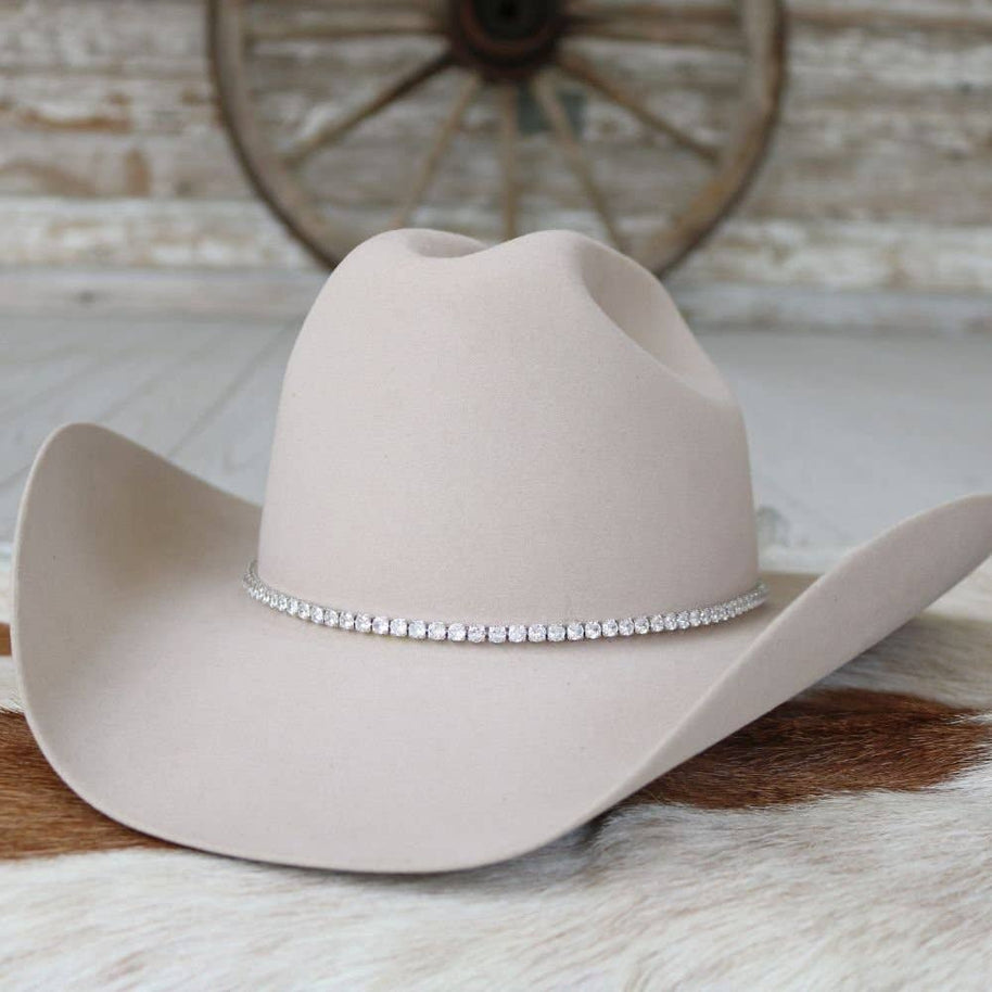 Tennis Chain Rhinestone Rhodium Hat Band - The Jolene