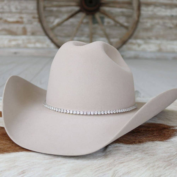 Tennis Chain Rhinestone Rhodium Hat Band - The Jolene