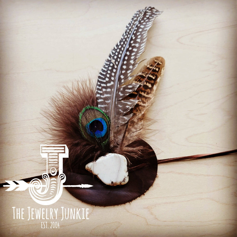 White Turquoise, Peacock Feather Hat Band