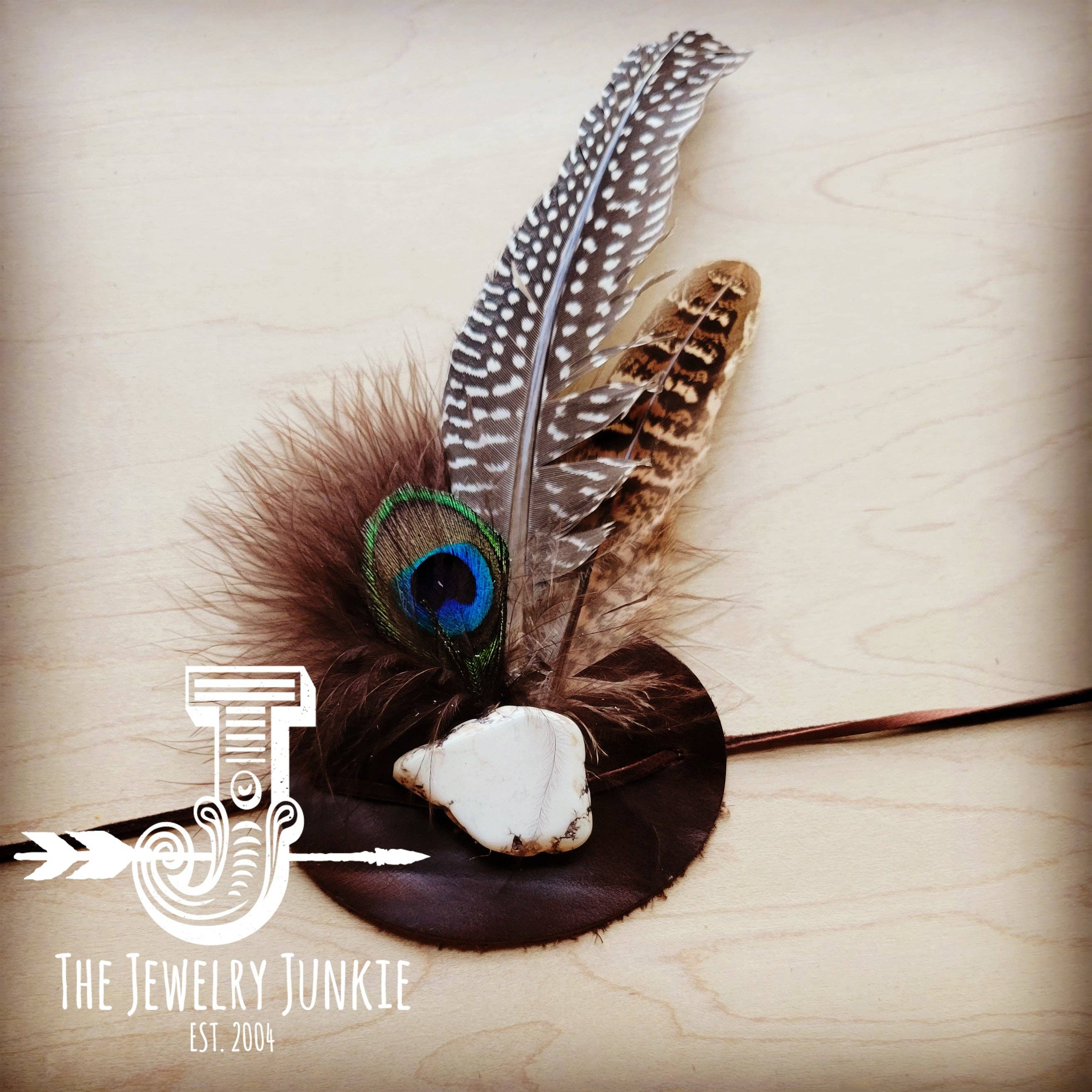 White Turquoise, Peacock Feather Hat Band