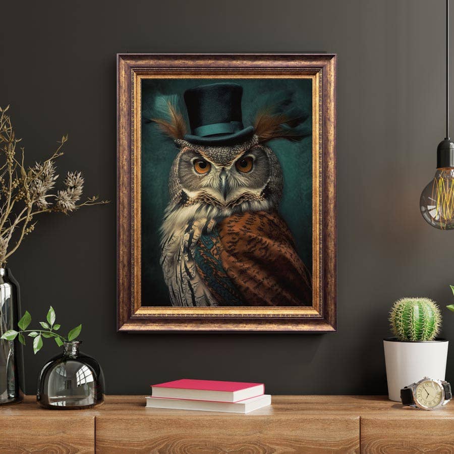 Gentleman Owl Vintage Portrait Wall Art