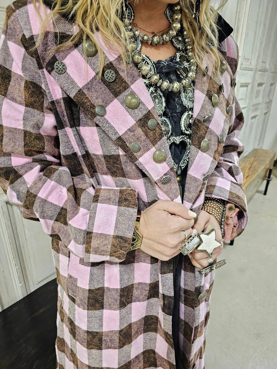 Reversable Pink Houndstooth Coat