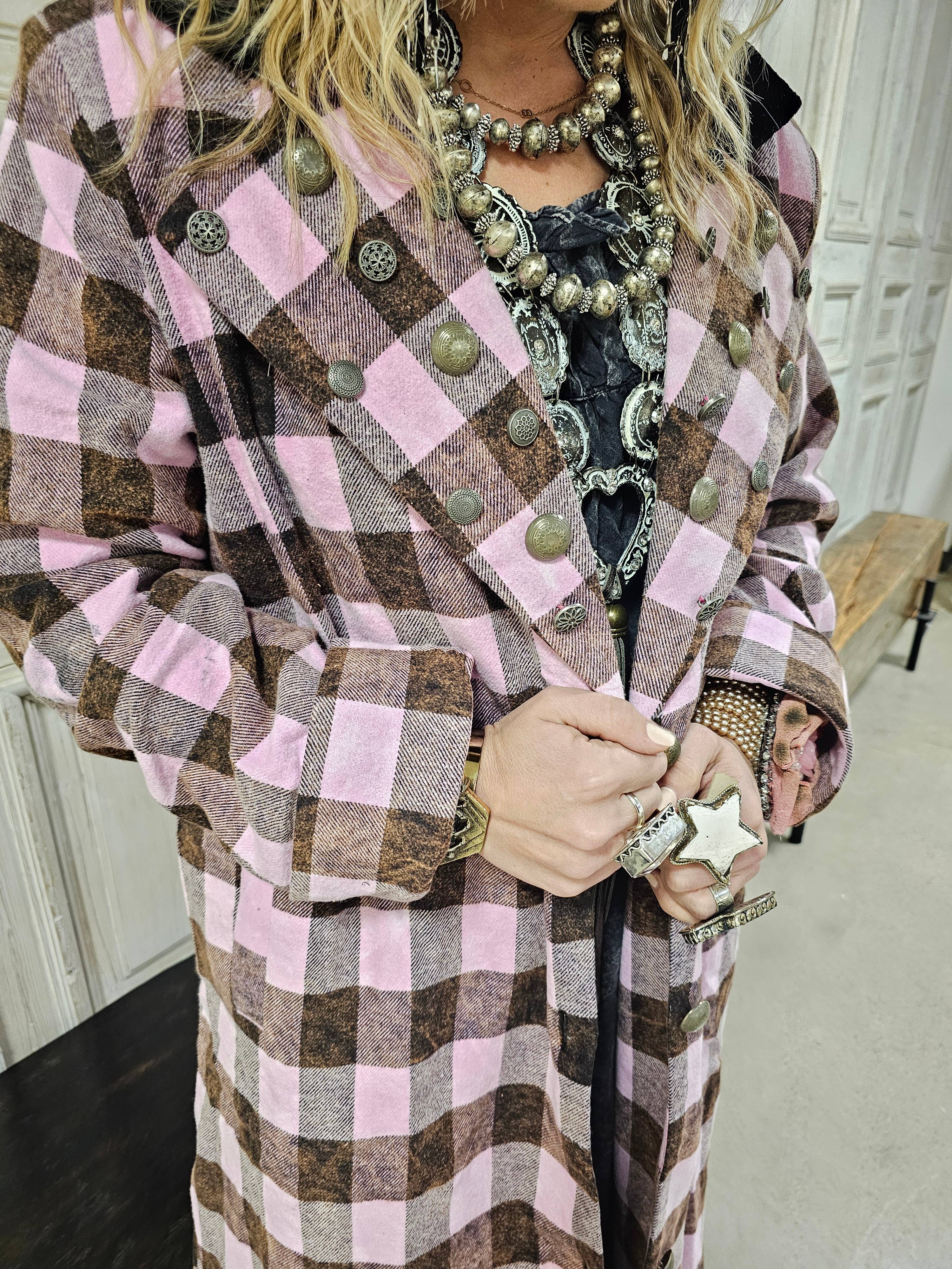 Reversable Pink Houndstooth Coat